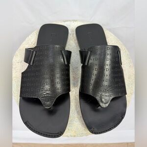 Dior Men’s Black Leather Logo Slides Sandals EU 41.5 (8-8.5) Made in Italy